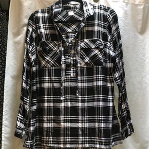 Black and white flannel with laced accent